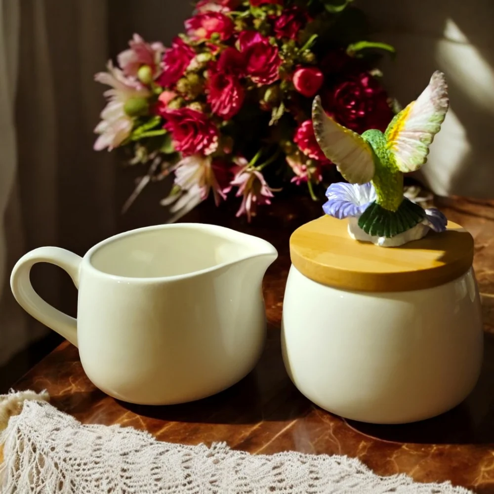 2022 Kitchen Treasures Canister Collection Creamer & Sugar Bowl Hummingbird